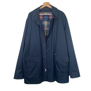 Brooks Brothers Navy Blue Size XXL Trench Rain Top Over Coat Lined Chore Jacket